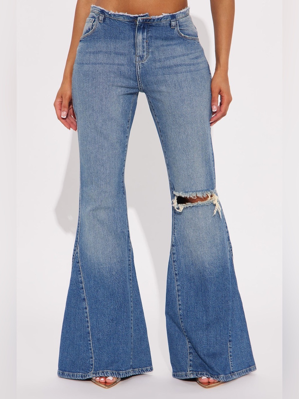 Korinna Stretch Cut Off Waistband flare jeans SIZE 13